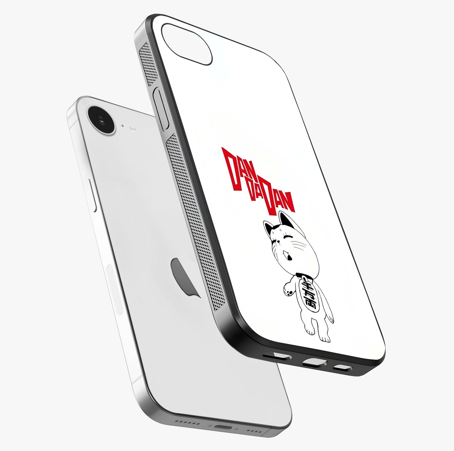 Playful Spirit Charm Glass Case laid diagonally highlighting side profile, edges and glossy glass shine.