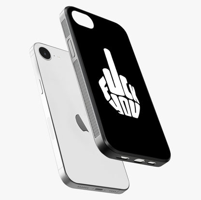 Rebel Mode On Glass Case laid diagonally highlighting side profile, edges and glossy glass shine.