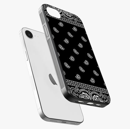 Retro Rebel Threads Glass Case laid diagonally highlighting side profile, edges and glossy glass shine.