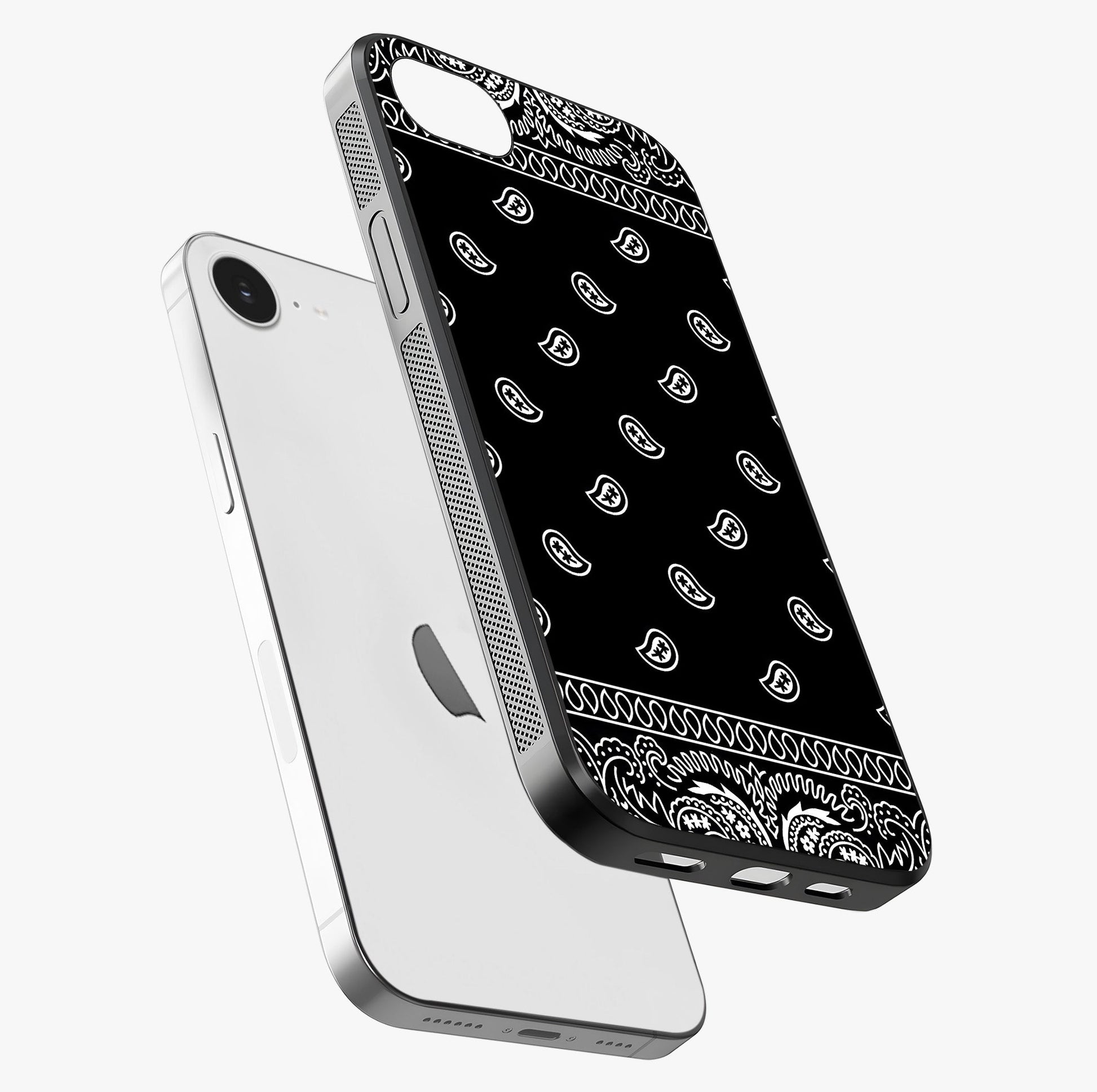 Retro Rebel Threads Glass Case laid diagonally highlighting side profile, edges and glossy glass shine.