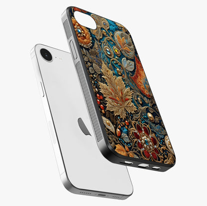 Royal Jewel Garden Glass Case laid diagonally highlighting side profile, edges and glossy glass shine.