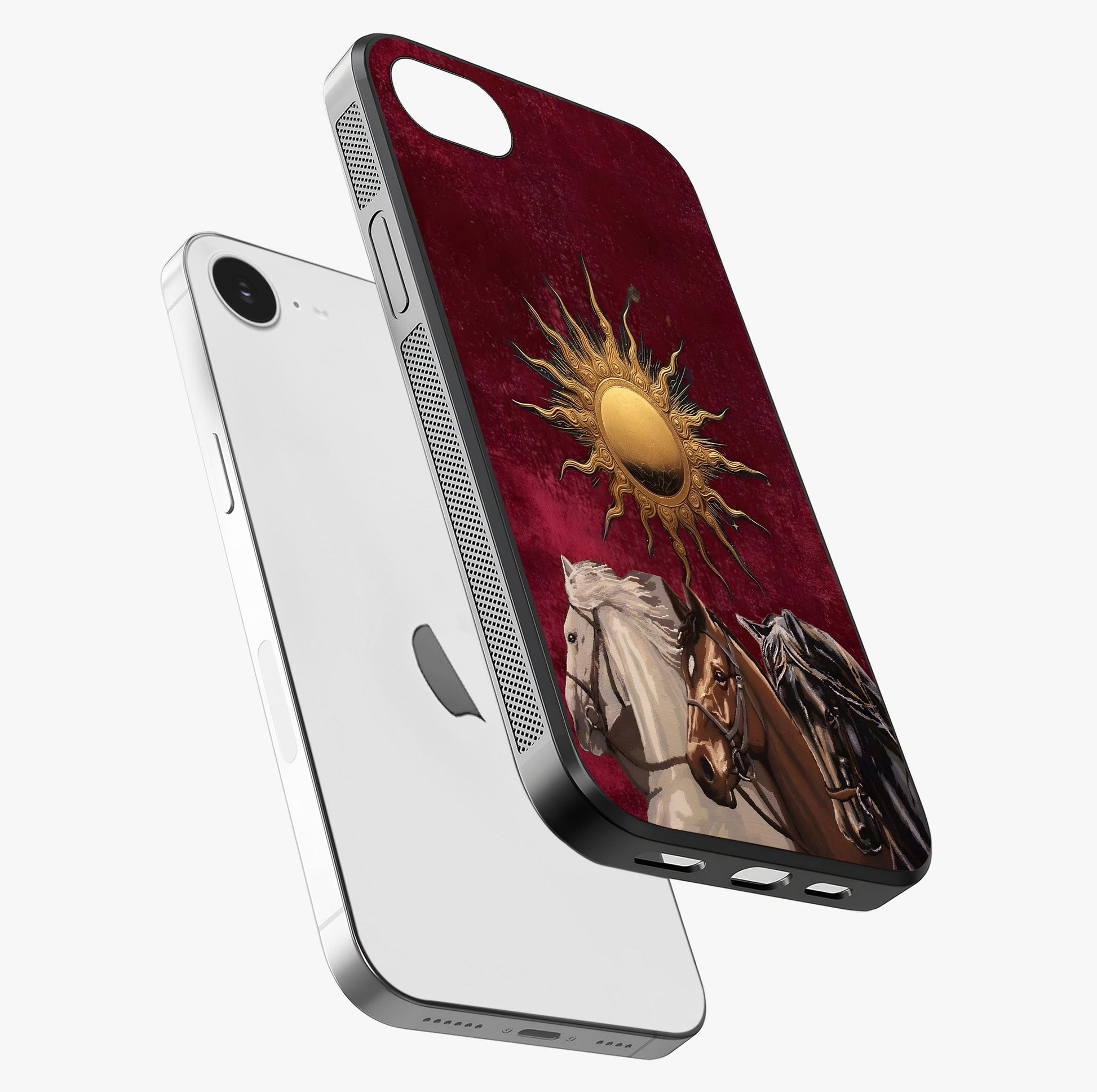 Solar Riders Glass Case laid diagonally highlighting side profile, edges and glossy glass shine.