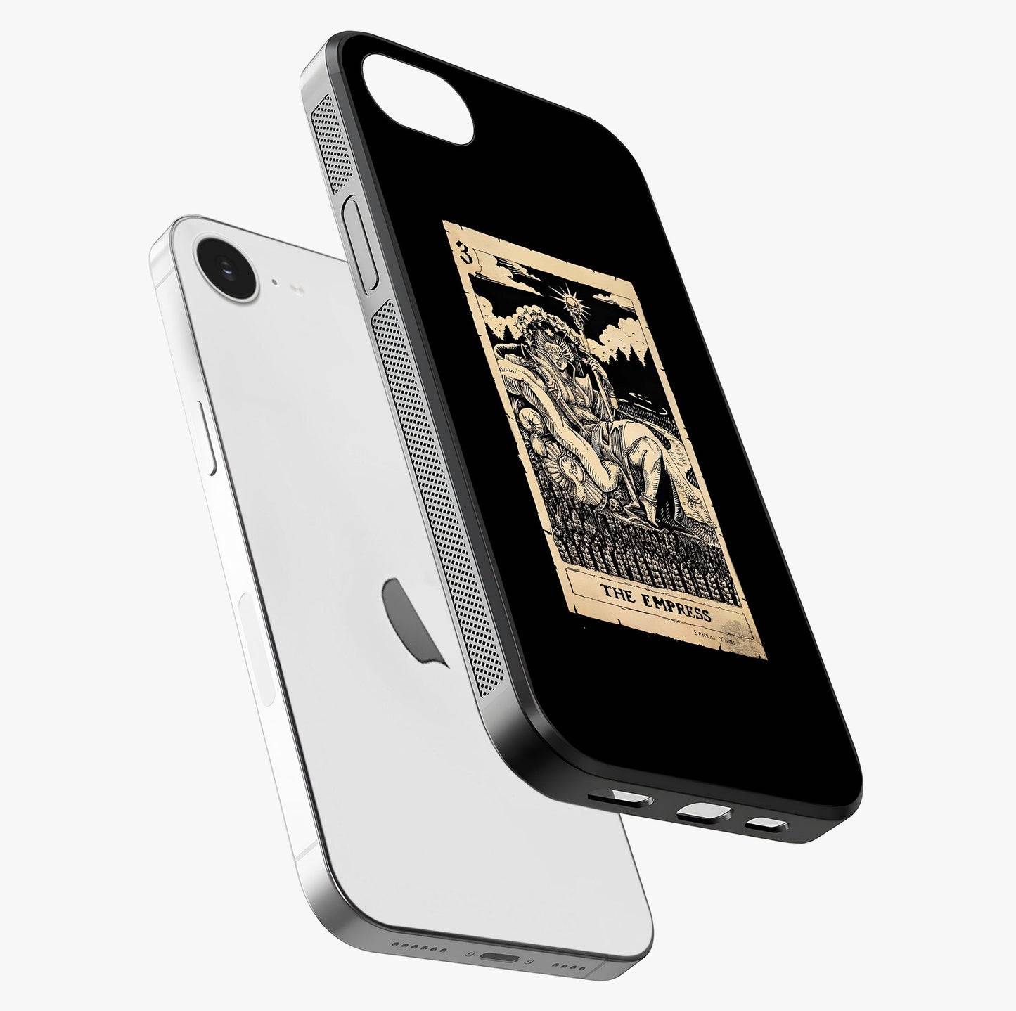 The Empress Glass Case laid diagonally highlighting side profile, edges and glossy glass shine.