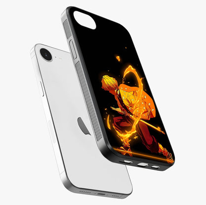 Thunder Flame Execution Glass Case laid diagonally highlighting side profile, edges and glossy glass shine.