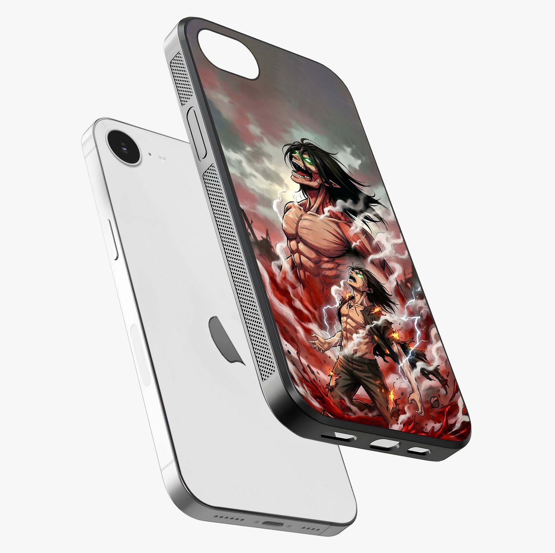 Titan Awakening Fury Glass Case laid diagonally highlighting side profile, edges and glossy glass shine.