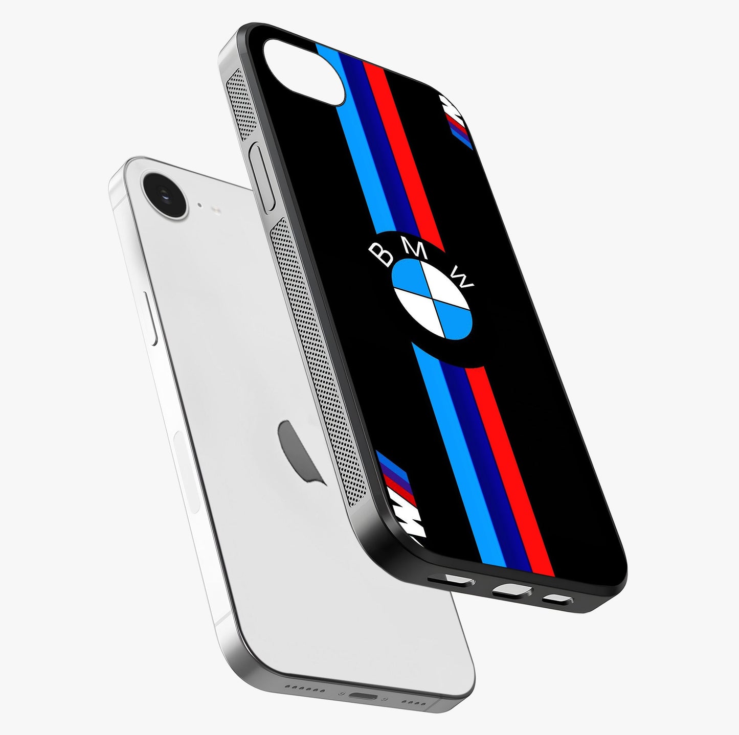 Turbo Bmw Beast Glass Case laid diagonally highlighting side profile, edges and glossy glass shine.