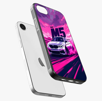 Velocity Drift Pulse Glass Case laid diagonally highlighting side profile, edges and glossy glass shine.