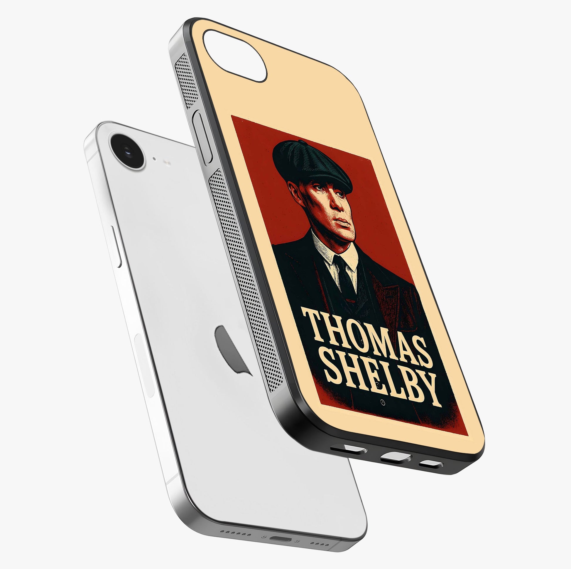 Vintage Mafia Authority Glass Case laid diagonally highlighting side profile, edges and glossy glass shine.