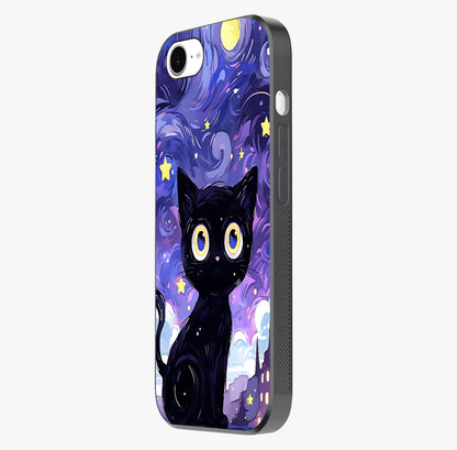 Abstract Cat Art Glass Case photographed in natural light showing reflective finish and design depth.