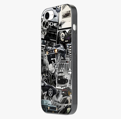 Aesthetic Dark Love Glass Case photographed in natural light showing reflective finish and design depth.