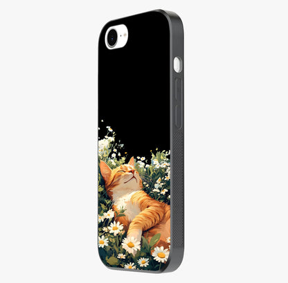 Blissful Bloom Cat Glass Case photographed in natural light showing reflective finish and design depth.