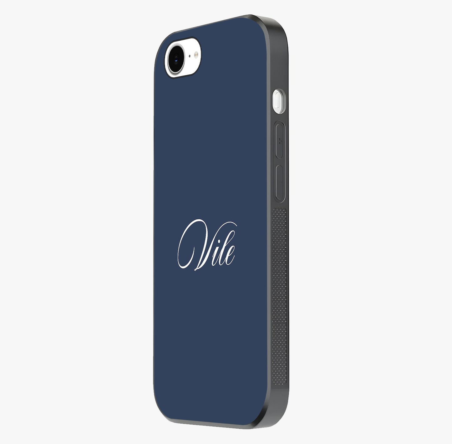 Blue Background Personalized Custom Name Glass Case photographed in natural light showing reflective finish and design depth.