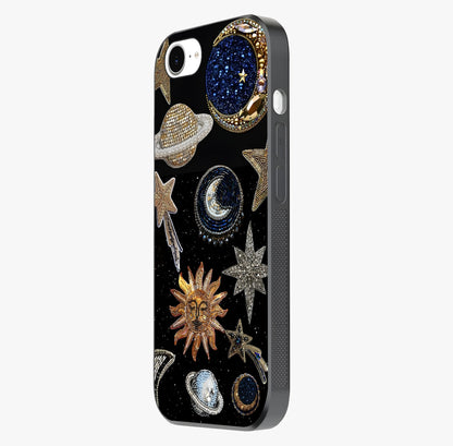Celestial Gem Constellations Glass Case photographed in natural light showing reflective finish and design depth.