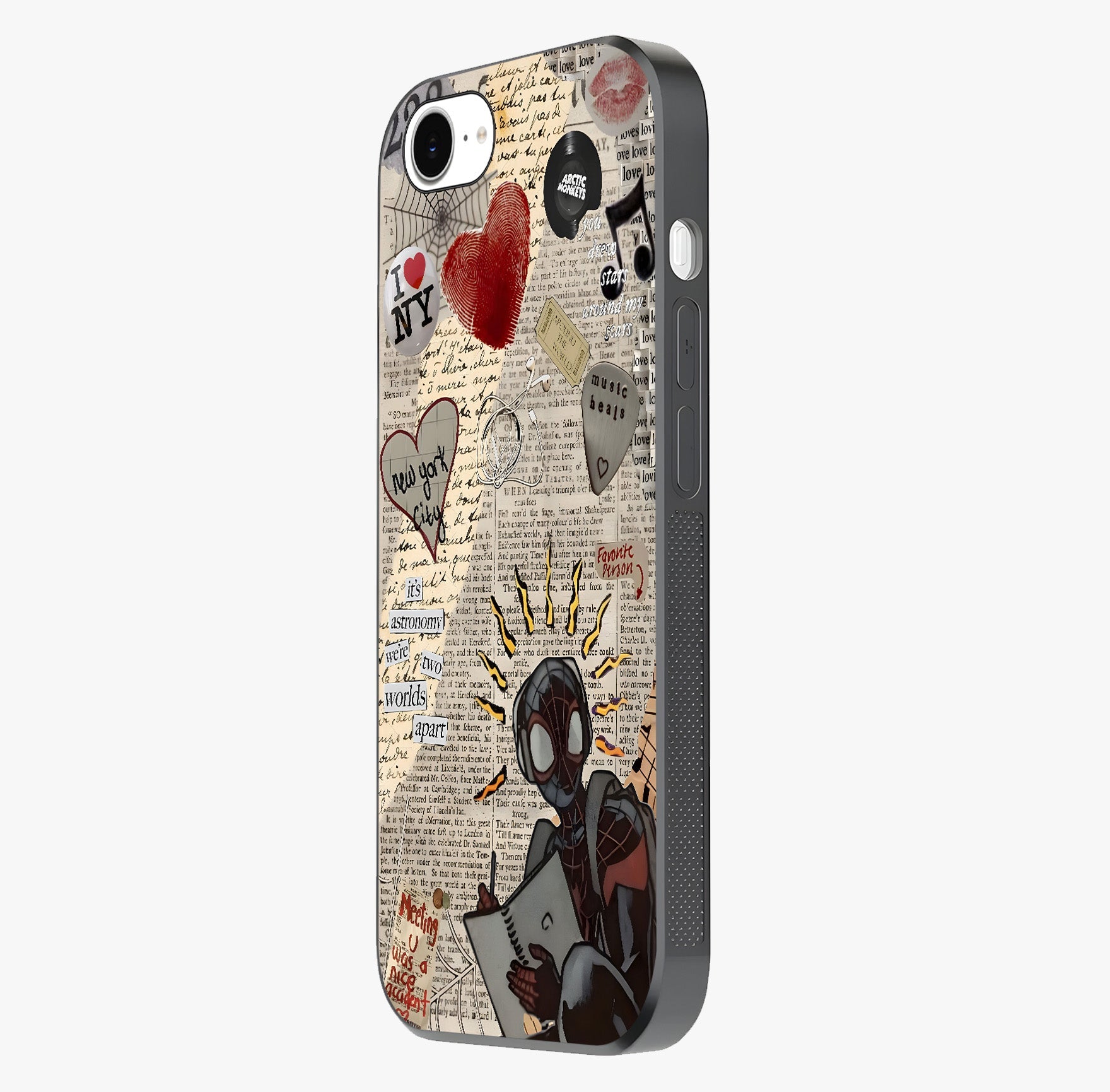 City Dream Sketch Glass Case photographed in natural light showing reflective finish and design depth.