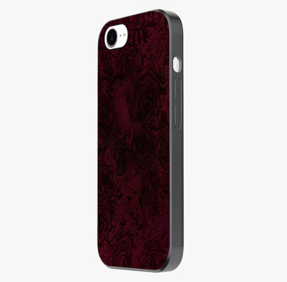 Crimson Fade Flow Glass Case photographed in natural light showing reflective finish and design depth.