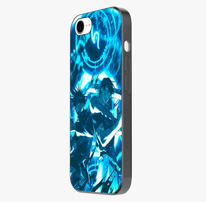 Cursed Energy Clash Glass Case photographed in natural light showing reflective finish and design depth.