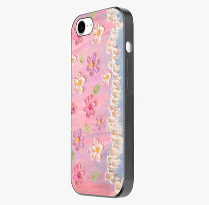 Dreamy Painted Garden Glass Case photographed in natural light showing reflective finish and design depth.