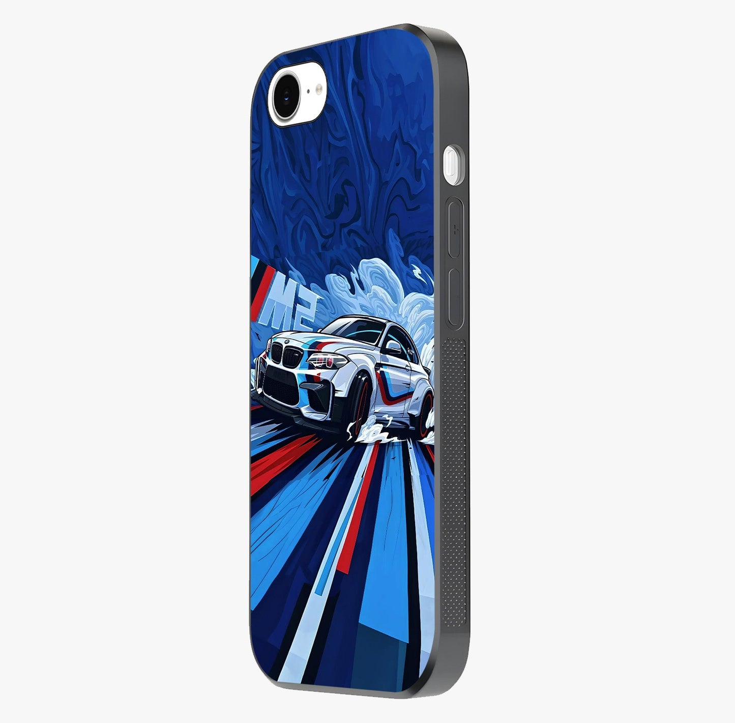 Drift Power Rush Glass Case photographed in natural light showing reflective finish and design depth.