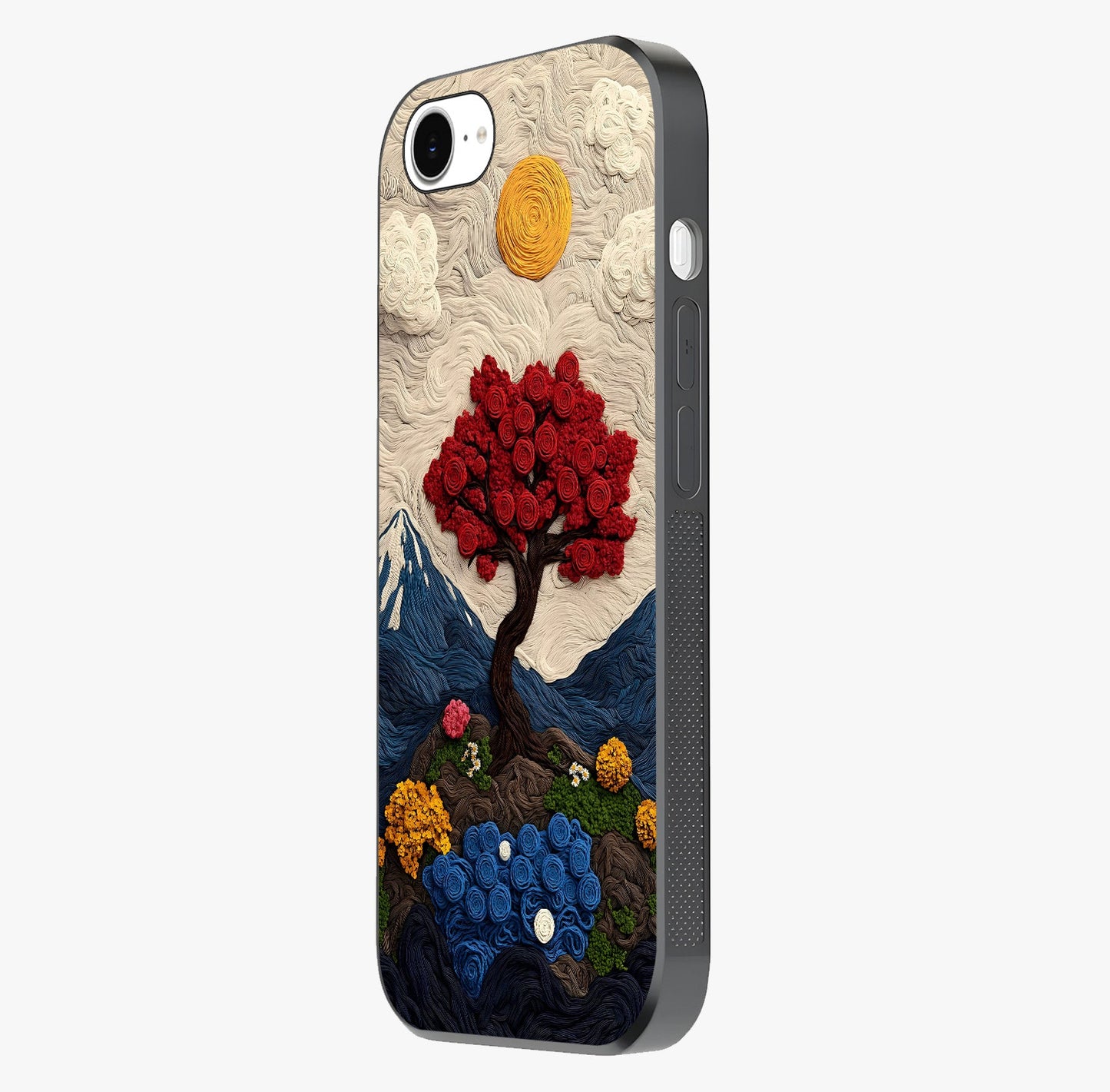 Eternal Nature Tapestry Glass Case photographed in natural light showing reflective finish and design depth.