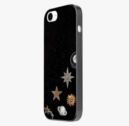 Galactic Charm Glow Glass Case photographed in natural light showing reflective finish and design depth.