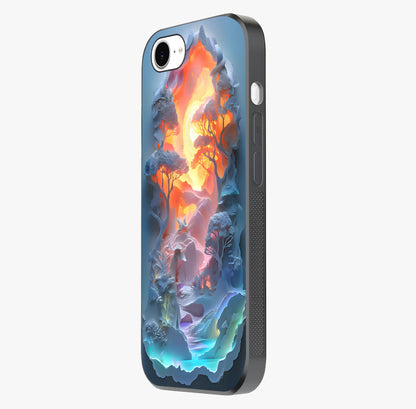 Glow Forest Portal Glass Case photographed in natural light showing reflective finish and design depth.