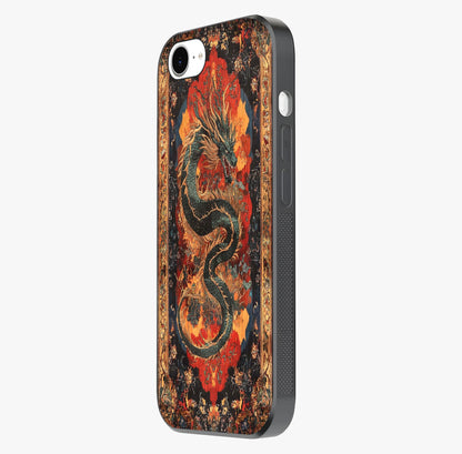 Inferno Dragon Soul Glass Case photographed in natural light showing reflective finish and design depth.