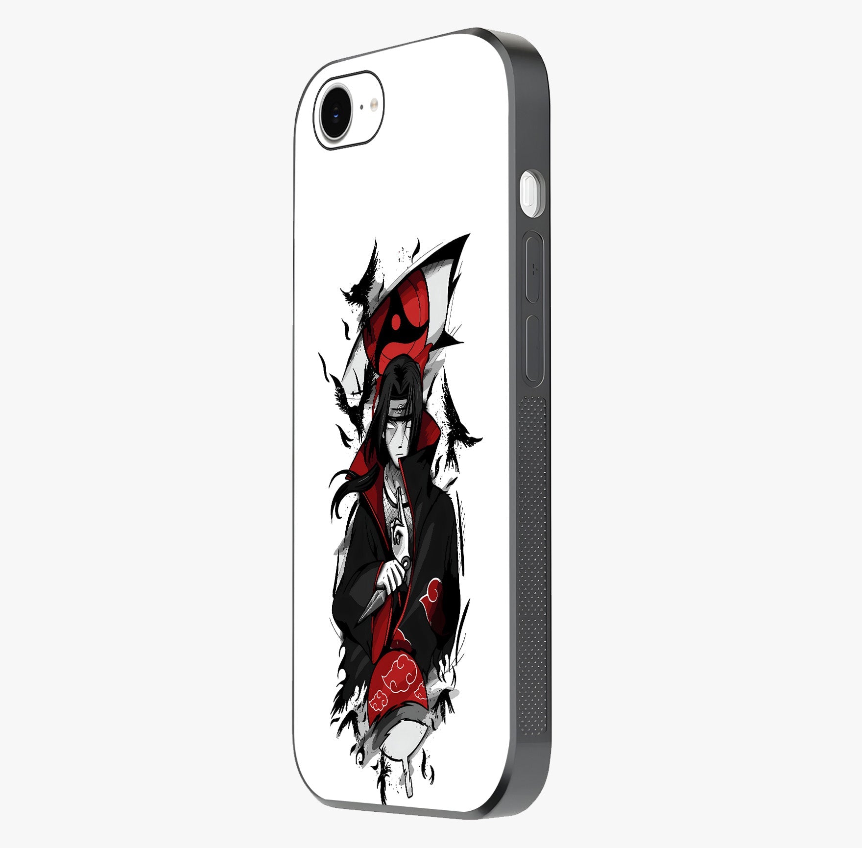 Itachi Sharingan Glass Case photographed in natural light showing reflective finish and design depth.