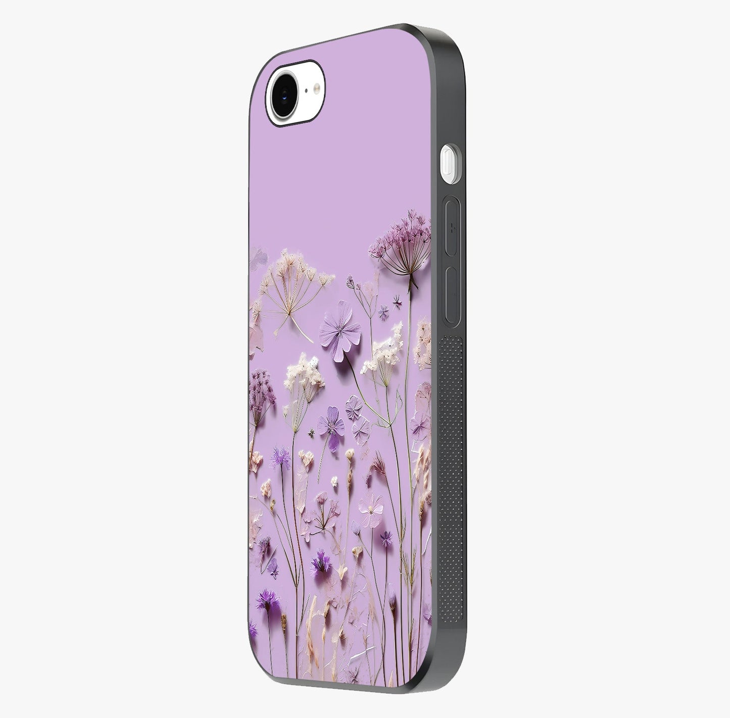 Lavender Blossom Dream Glass Case photographed in natural light showing reflective finish and design depth.