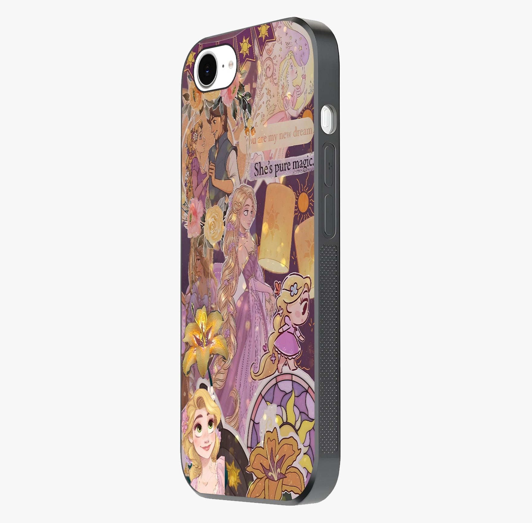 Magical Tangled Dream Glass Case photographed in natural light showing reflective finish and design depth.