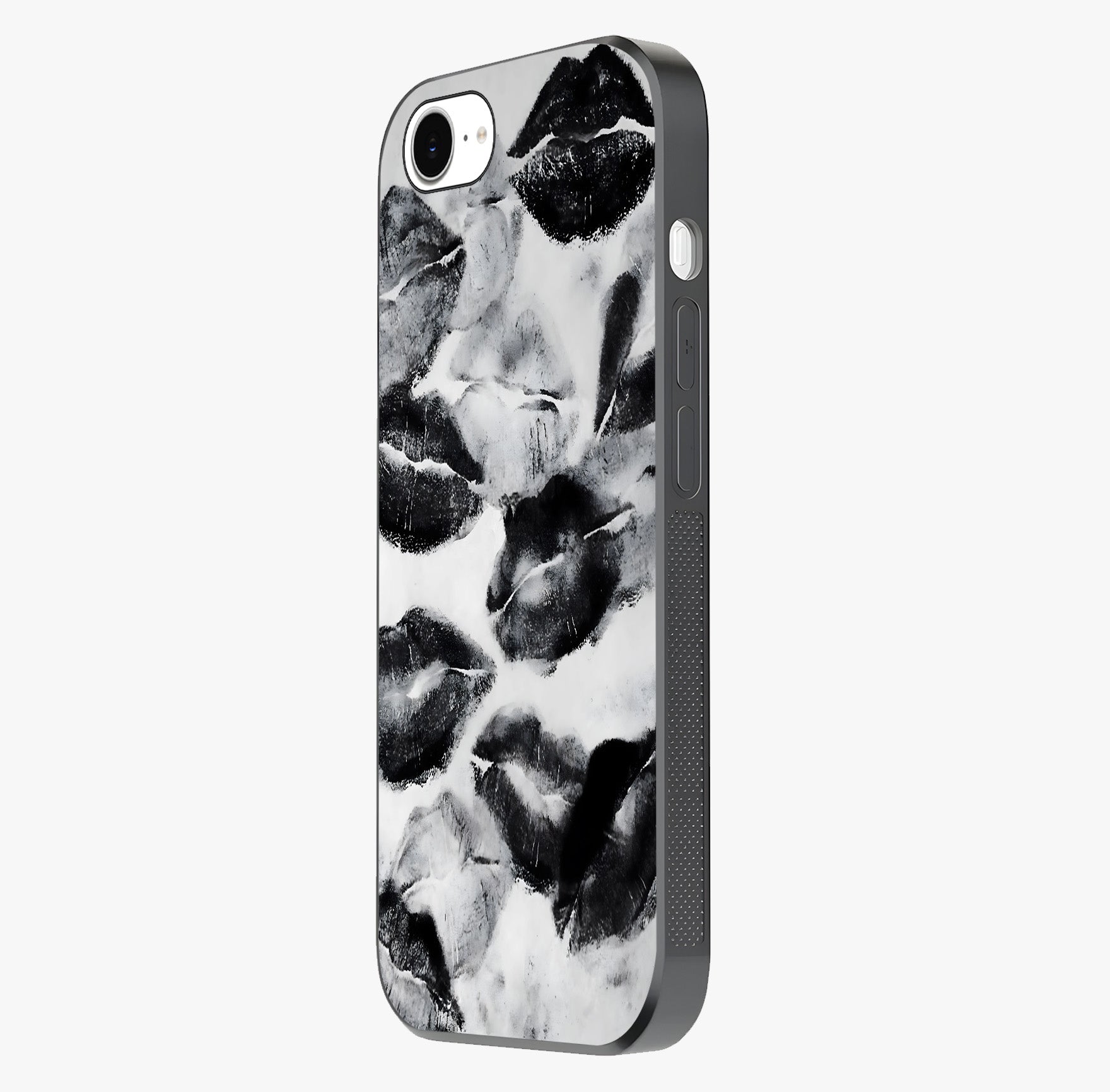 Midnight Kiss Marks Glass Case photographed in natural light showing reflective finish and design depth.