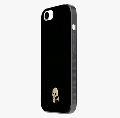 Midnight Panda Love Glass Case photographed in natural light showing reflective finish and design depth.
