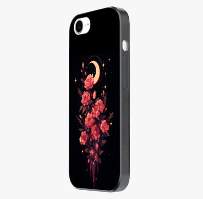 Moonlit Floral Elegance Glass Case photographed in natural light showing reflective finish and design depth.