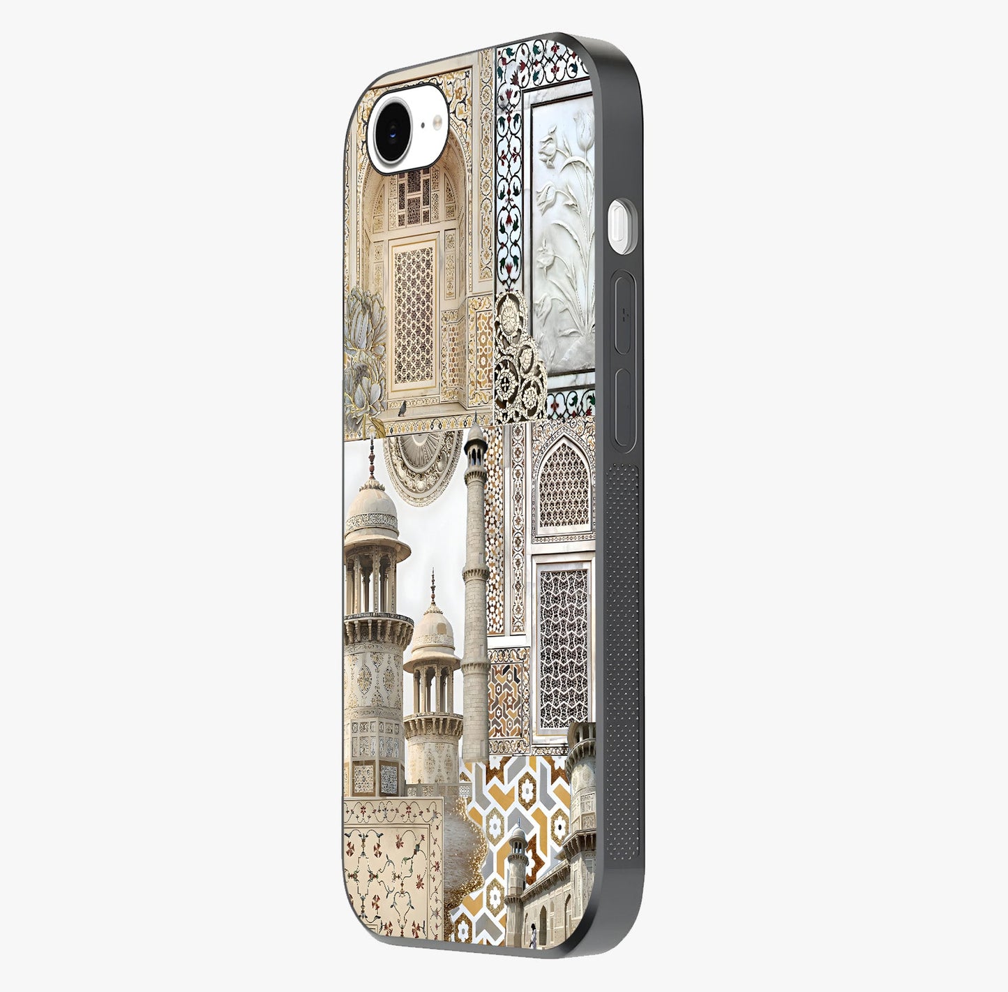 Mughal Marble Legacy Glass Case photographed in natural light showing reflective finish and design depth.