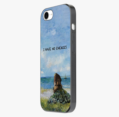 Peace Beyond War Glass Case photographed in natural light showing reflective finish and design depth.