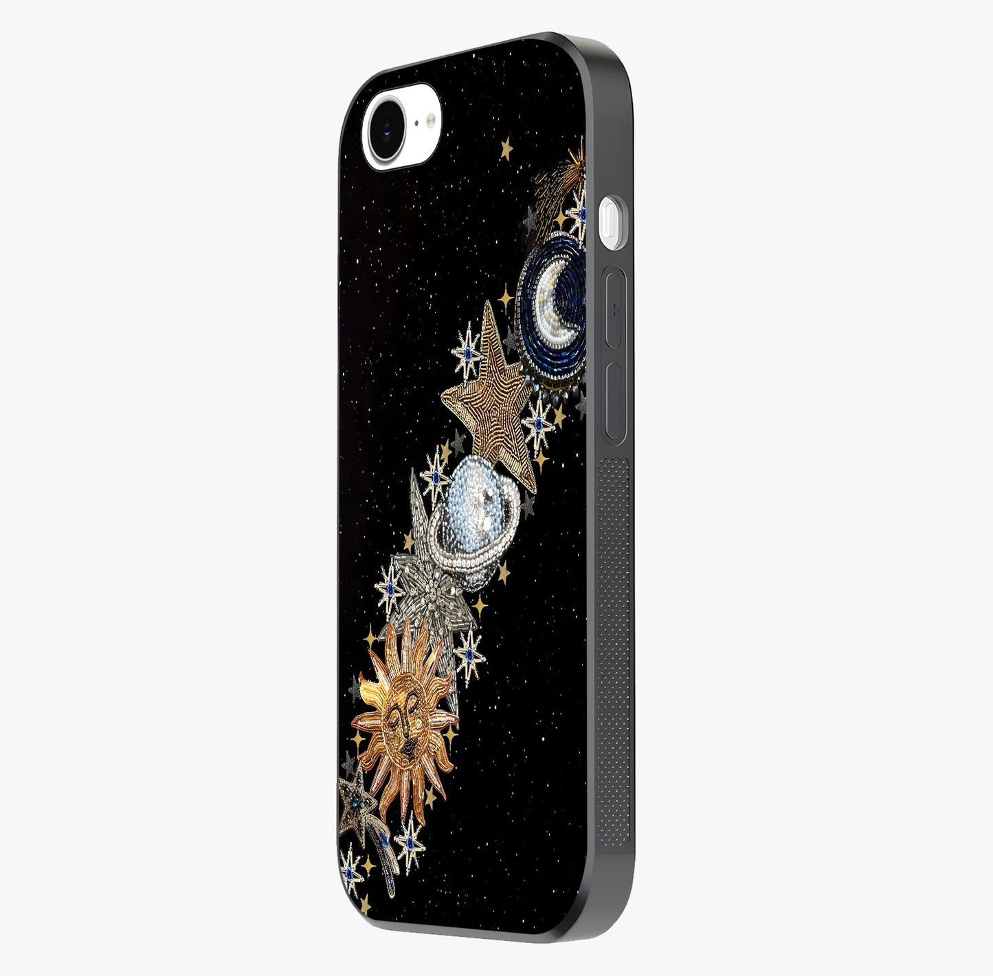 Pearls Universe Object Glass Case photographed in natural light showing reflective finish and design depth.