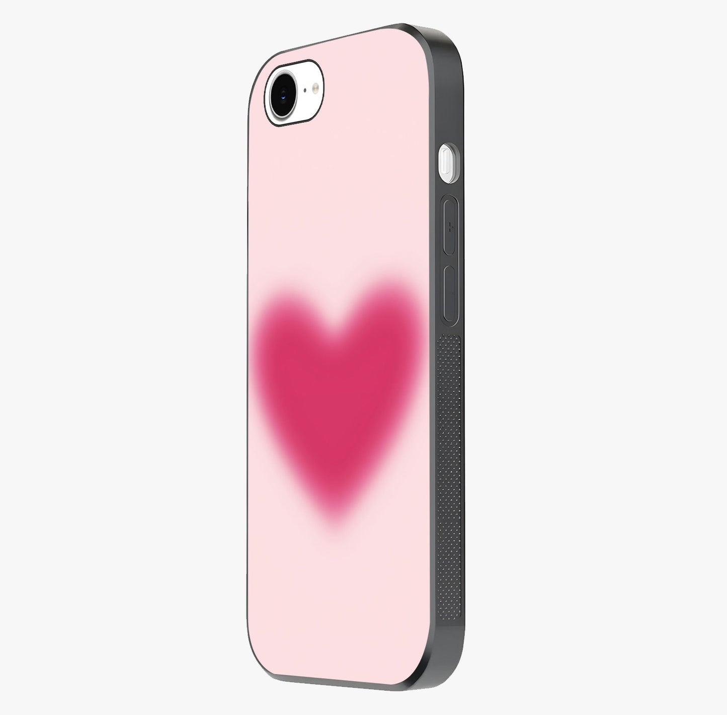 Pink Aura Heart Glass Case photographed in natural light showing reflective finish and design depth.