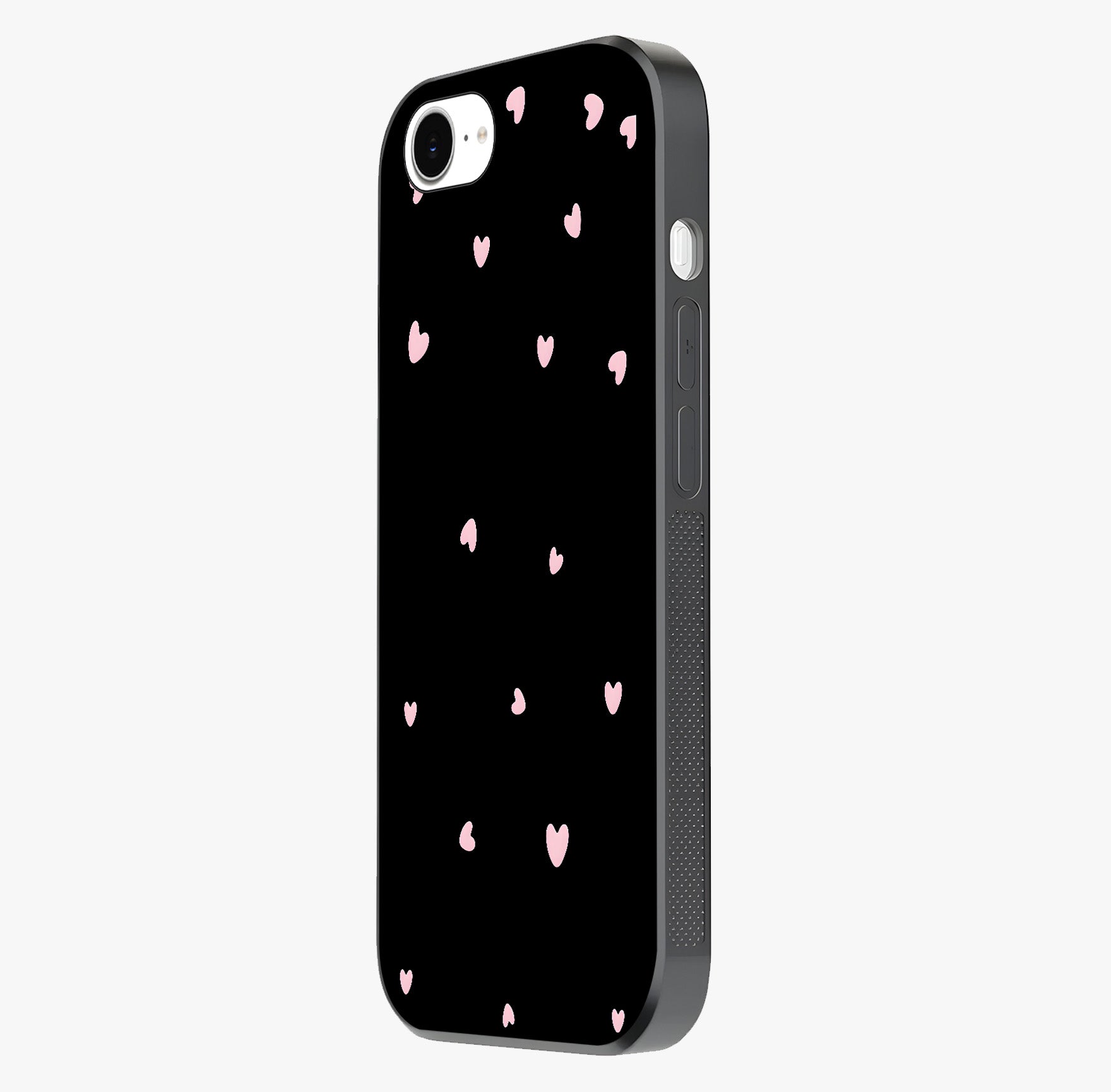 Pink Love Drops Glass Case photographed in natural light showing reflective finish and design depth.