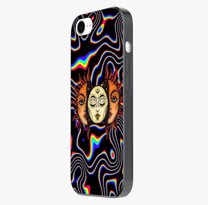 Psychedelic Sun Glass Case photographed in natural light showing reflective finish and design depth.