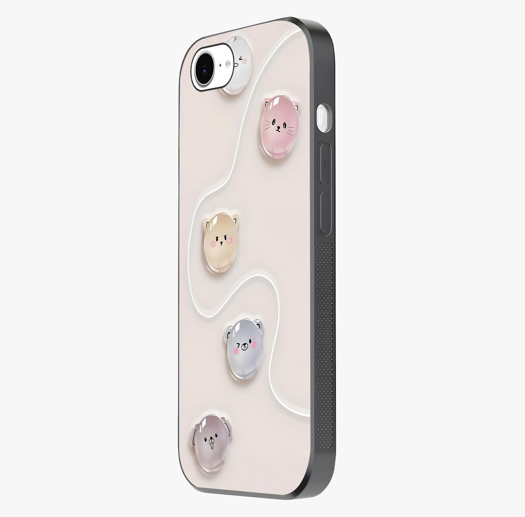 Puffy Face Parade Glass Case photographed in natural light showing reflective finish and design depth.