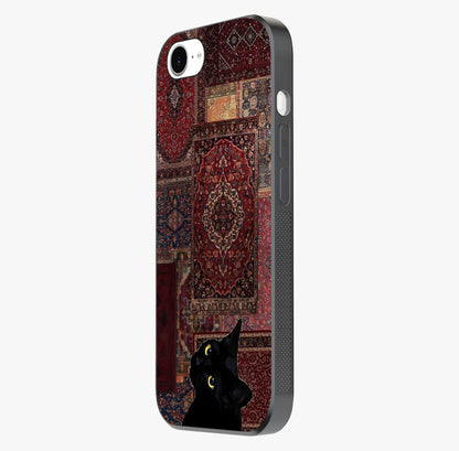 Regal Magic Cat Apple Glass Case photographed in natural light showing reflective finish and design depth.