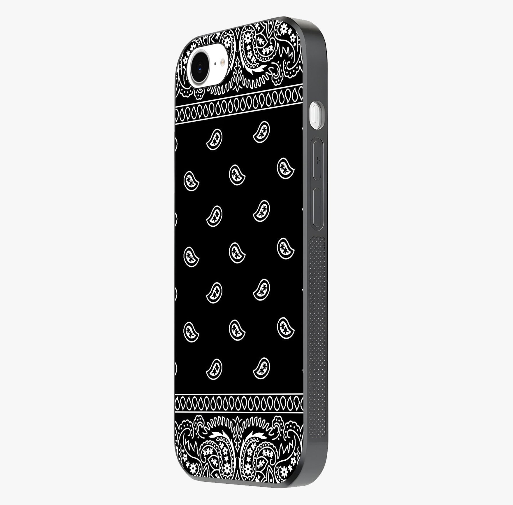 Retro Rebel Threads Glass Case photographed in natural light showing reflective finish and design depth.