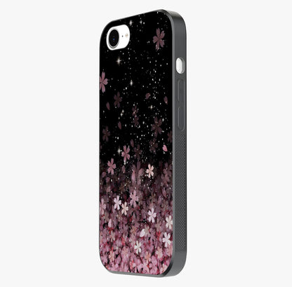 Small Starry Flowers Glass Case photographed in natural light showing reflective finish and design depth.