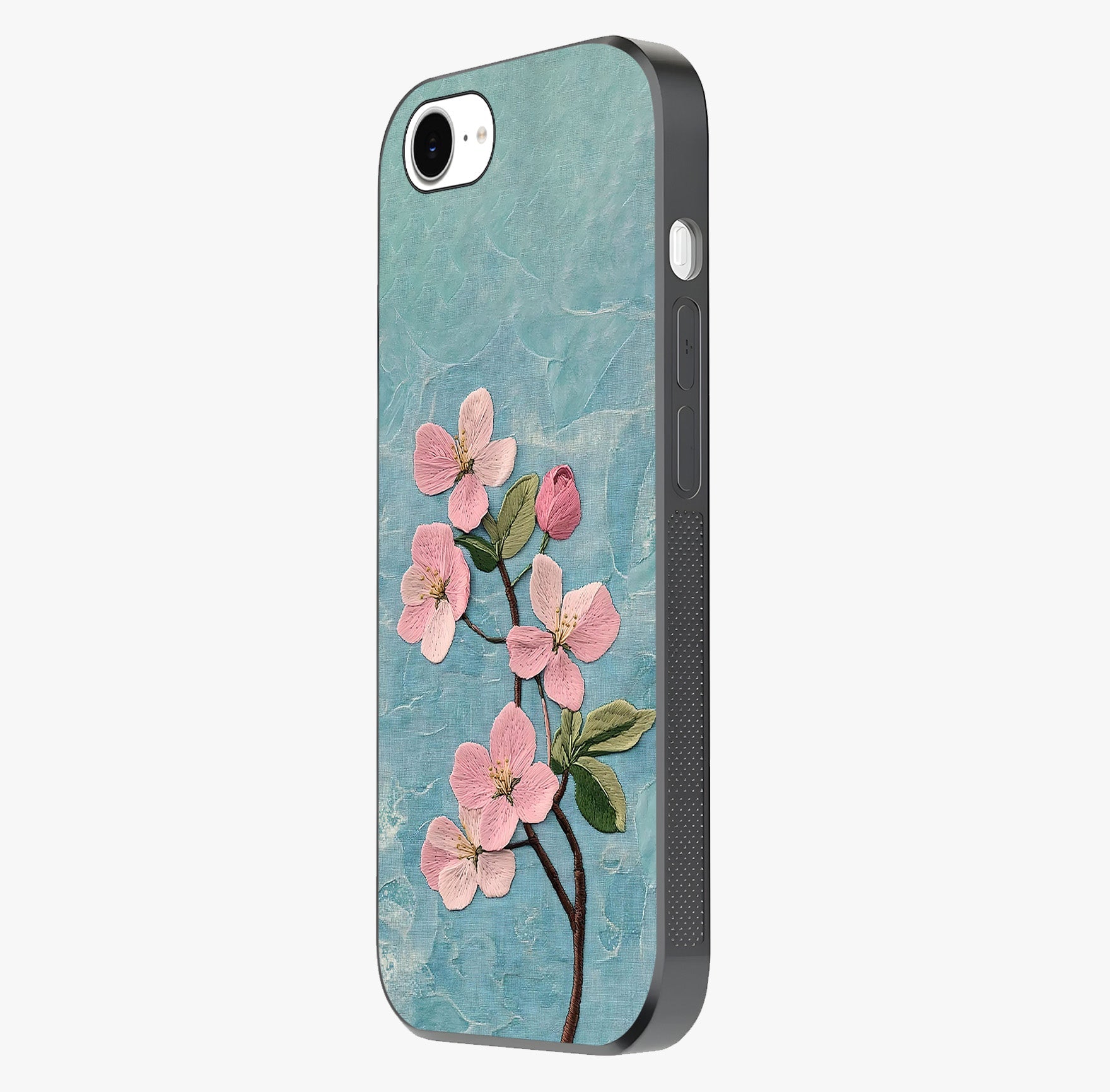 Threaded Blossom Breeze Glass Case photographed in natural light showing reflective finish and design depth.