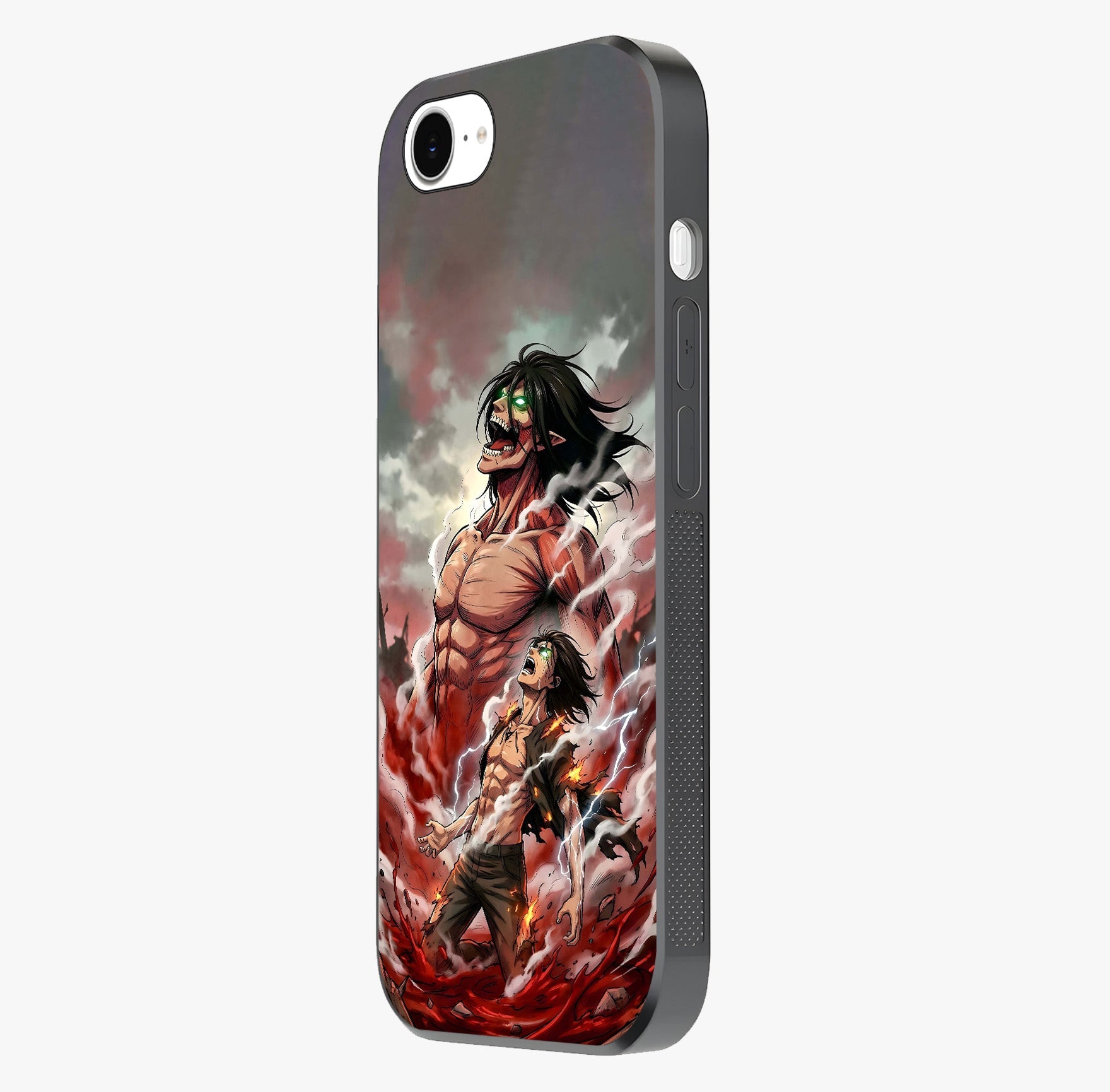 Titan Awakening Fury Glass Case photographed in natural light showing reflective finish and design depth.