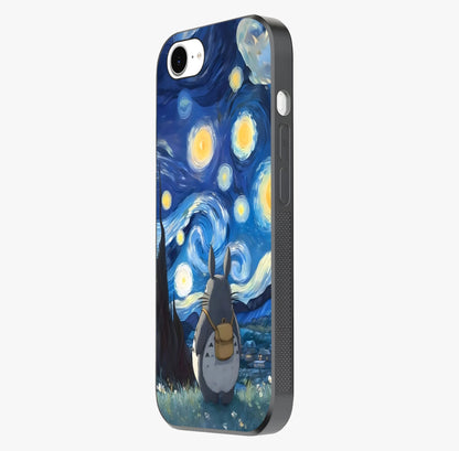 Totoro In Van Gogh Art Glass Case photographed in natural light showing reflective finish and design depth.