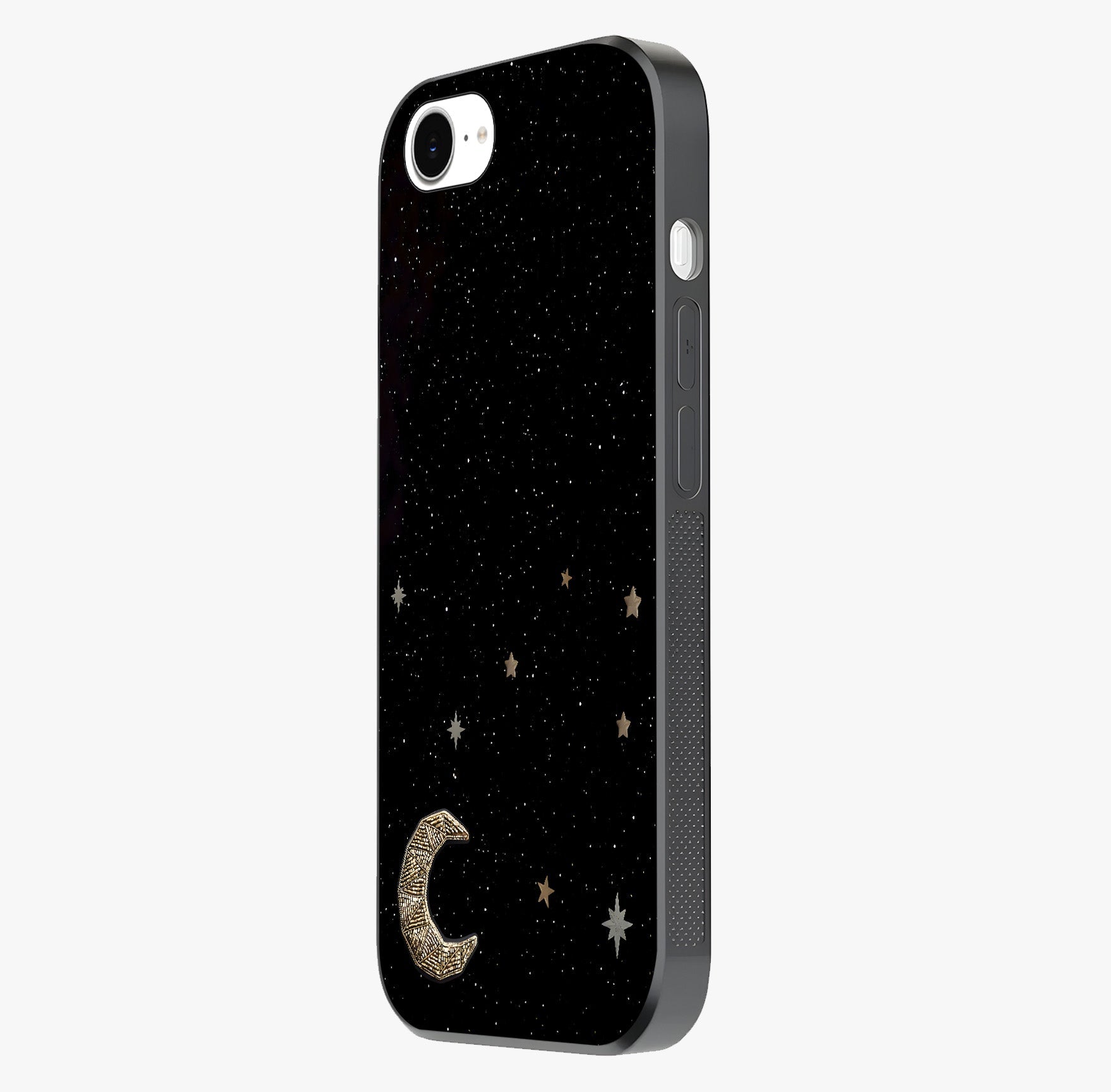 Twinkle Star With Half Moon Glass Case photographed in natural light showing reflective finish and design depth.