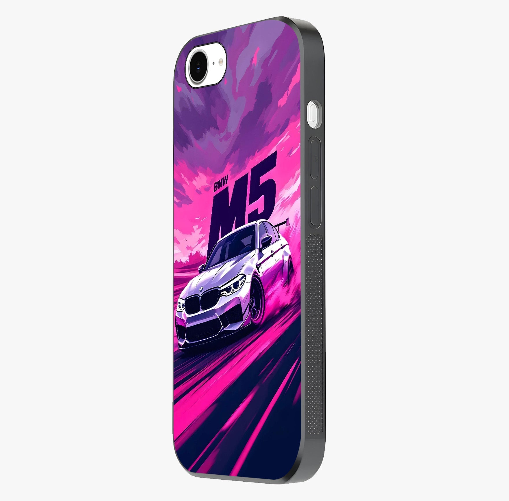 Velocity Drift Pulse Glass Case photographed in natural light showing reflective finish and design depth.