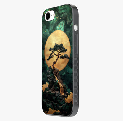 Zen Moon Rise Glass Case photographed in natural light showing reflective finish and design depth