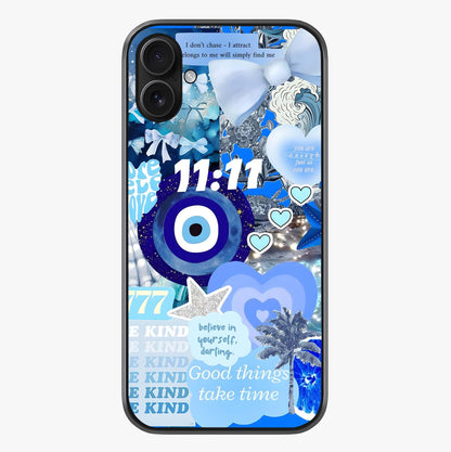 Aesthetic Be Kind Eye Glass Case showing full back design in clean flat view with glossy glass finish.