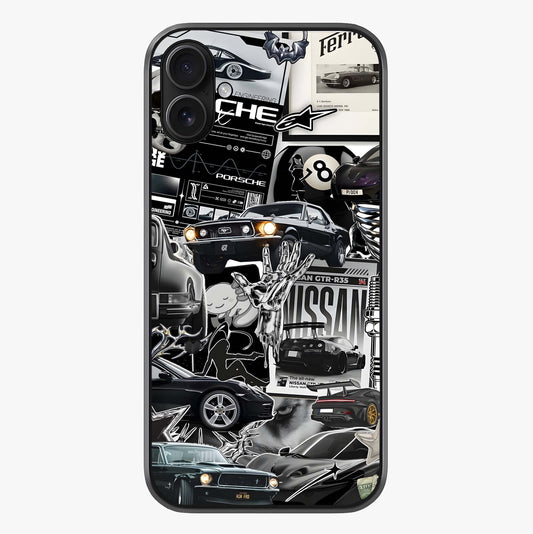 Aesthetic Dark Love Glass Case showing full back design in clean flat view with glossy glass finish.